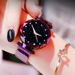 Gold Mesh Magnet Buckle Starry Quartz Watchh