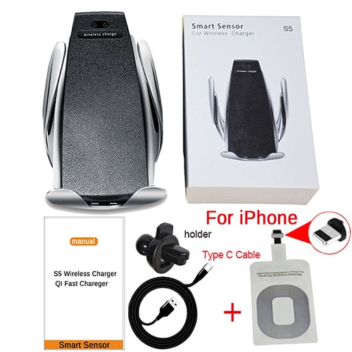10W Wireless Car Charger S5 Automatic Clamping Fast Charging Phone Holder Mount