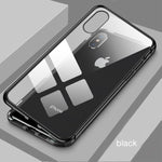Metal Magnetic Adsorption Case For iPhone XS MAX X XR 8 7 Plus 6 6s Case Double Sided Glass Magnet Case